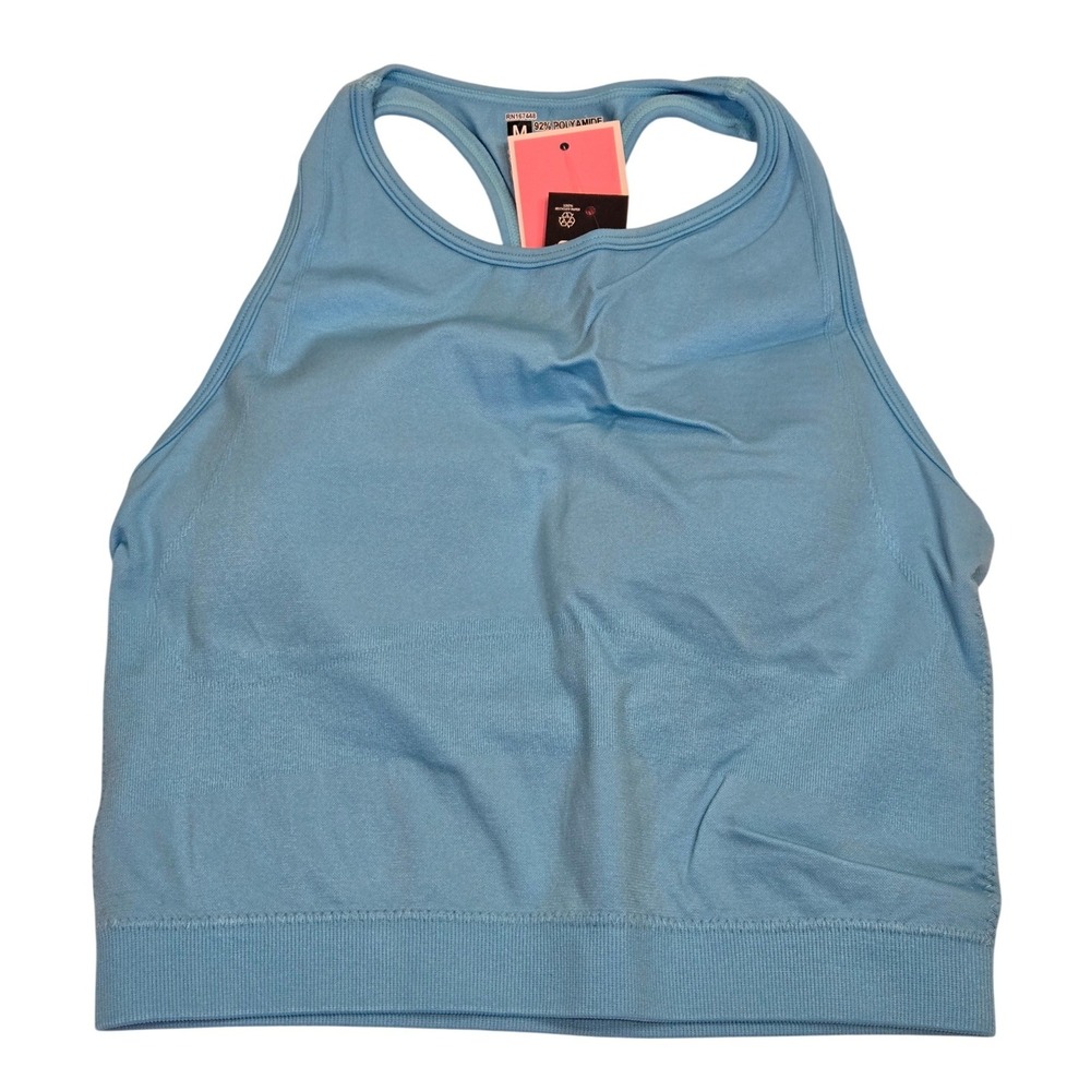 PrettyLittleThing PLT Sport Seamless‎ Bust Panel Detail Sports Bra Bright Blue M